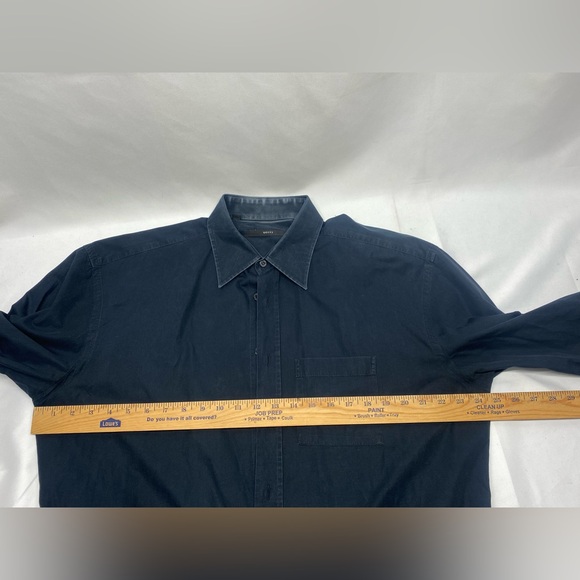 GUCCI Black Cotton Button Down Men's Fitted Dress Shirt 43/17 Made In Italy - Picture 10 of 10